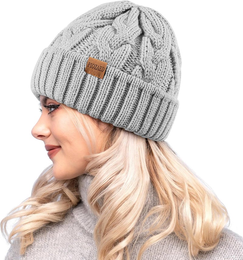 PIOZAED Womens Winter Knitted Beanie Hat Knit Warm Skull Cap Skull Cap Beanie for Women 2 Packs - Image 2